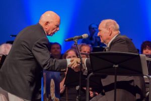 Wayne Ramirez presenting Bob Miller his portrait, April 28, 2025