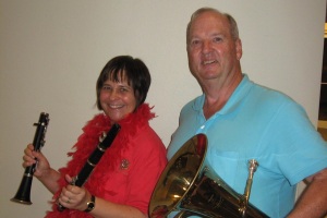 Diane Nichols, clarinet soloist, and Bob Miller, euphonium soloist.