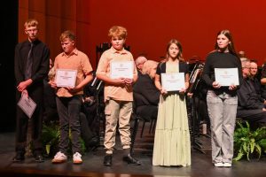 Scholarships given to Sarasota Youth Orchestra: Alex Teijelo, to Venice Symphony Music Academy: David Mitchell, Peter Mitchell, Wesley Kriel, Emilee Naletko, Quinn Frederick, to FSU high school band camp: Elizabeth Sullivan.  April 28, 2025.