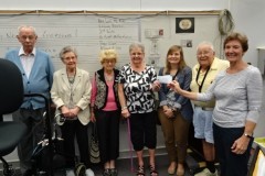 Brookdale residents attended a band rehearsal and presented a scholarship donation to Mary Deur, Venice Concert Band president.  Sam D'Amico, next to Mary, played clarinet with the band for many years and many Brookdale residents attended every concert to hear Sam and the band.