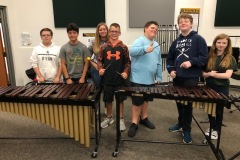 Venice Middle School band students with the marimba and xylophone provided with grants from the Venice Concert Band in 2018 and 2019.